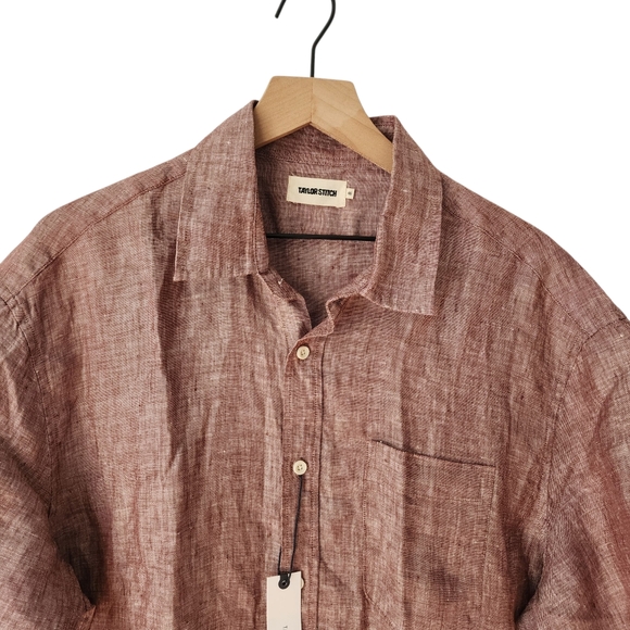 NEW Taylor Stitch The Short Sleeve California Button Up in Dried Cherry Hemp